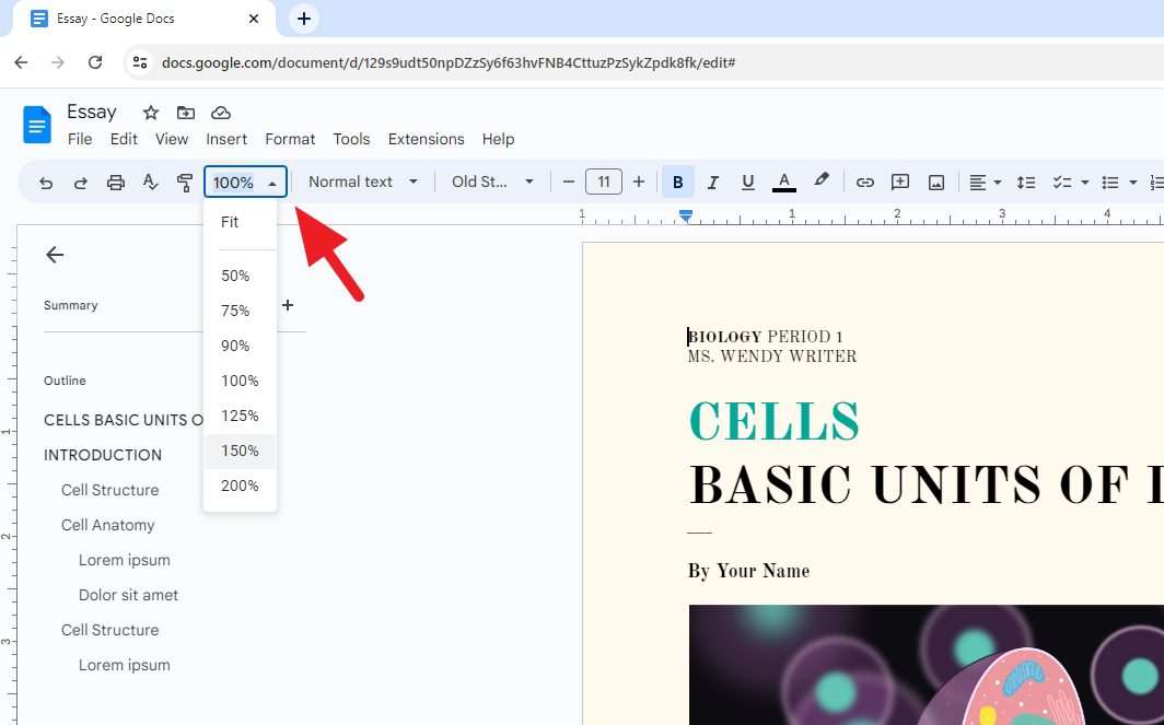 zoom level How to Zoom In Documents in Google Docs