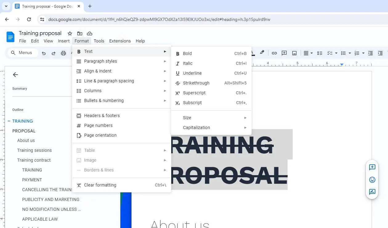 how to cross out text in google docs on phone